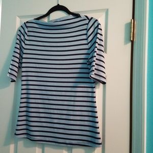 The Limited Woman's Blue Striped Knit Shirt
